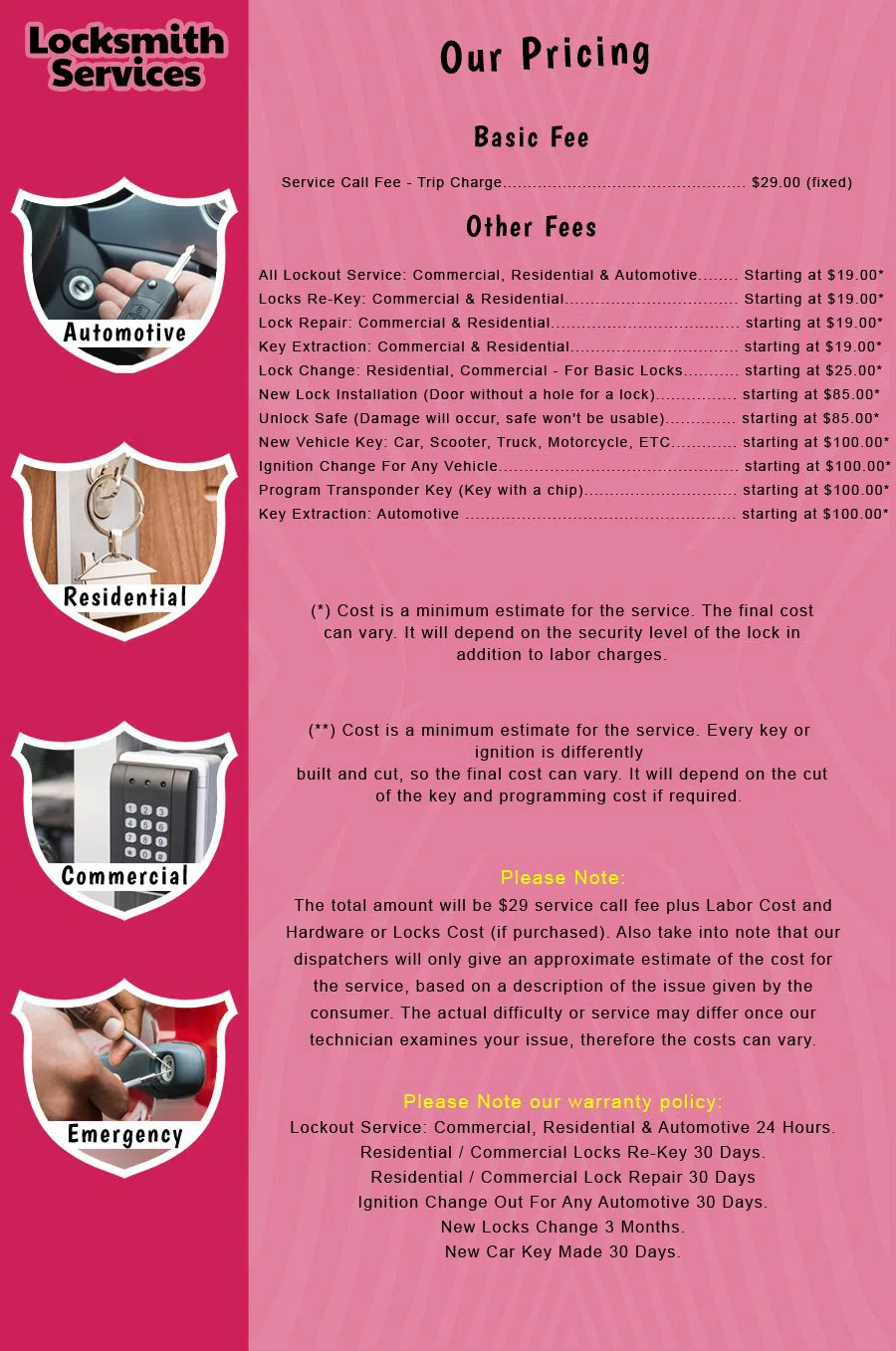 Atco NJ Locksmith Store Atco, NJ 856-282-0397 - price-list-c-18